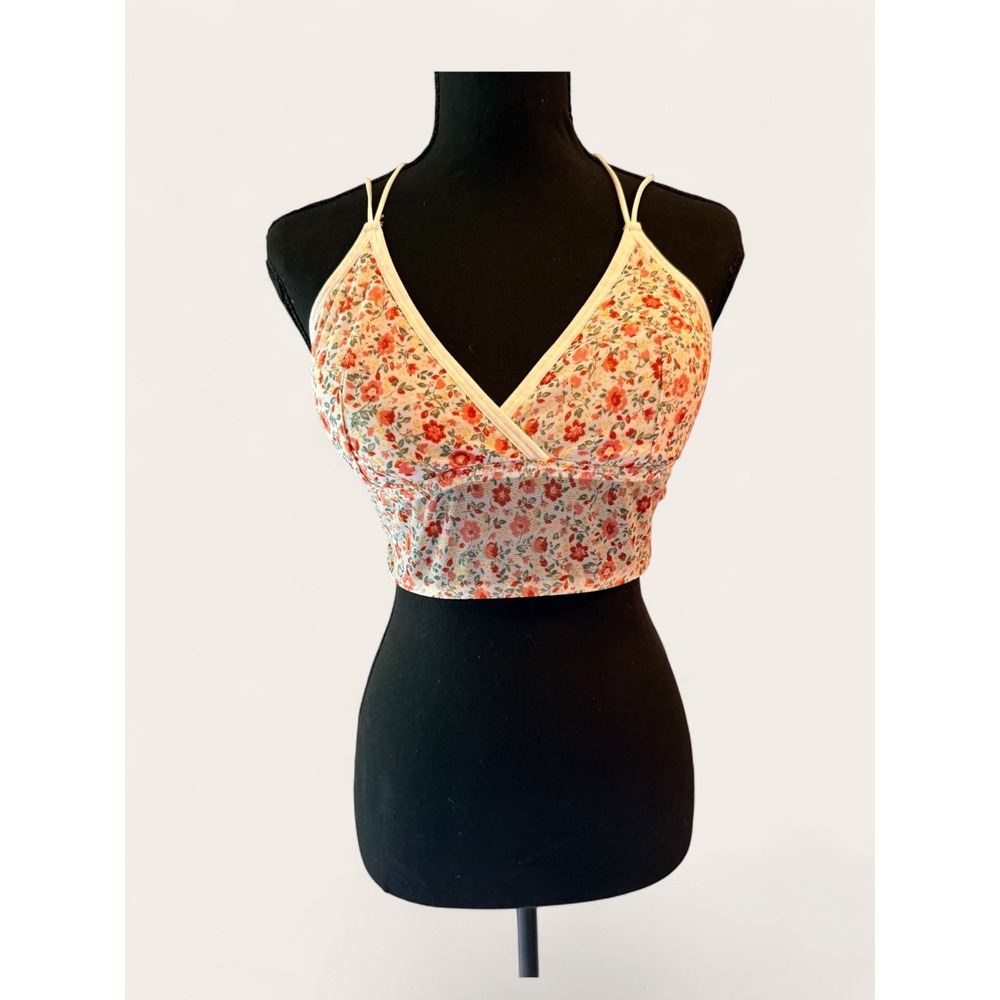 "Peach Petal Crush" Gilly Hicks Floral Mesh Bralette Coquette Aesthetic Large - Picture 2 of 7